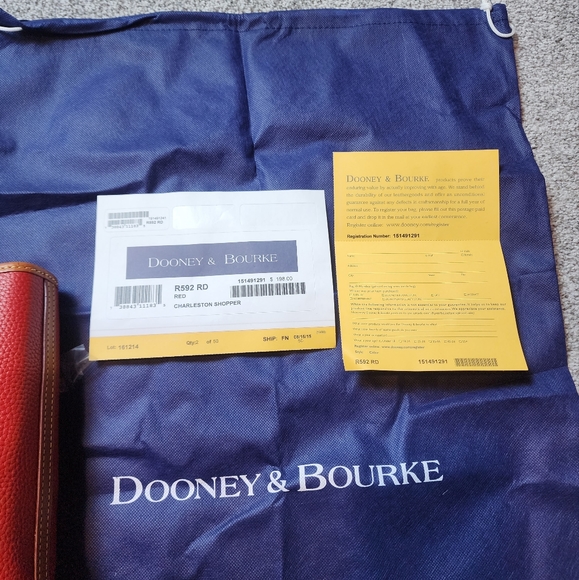 NWT Dooney & Bourke Pebble Leather Charleston Shopper in red with authenticity - Picture 7 of 11
